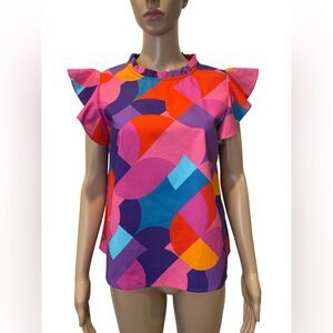 AVARA Colorful Geometric Women's Top size XS